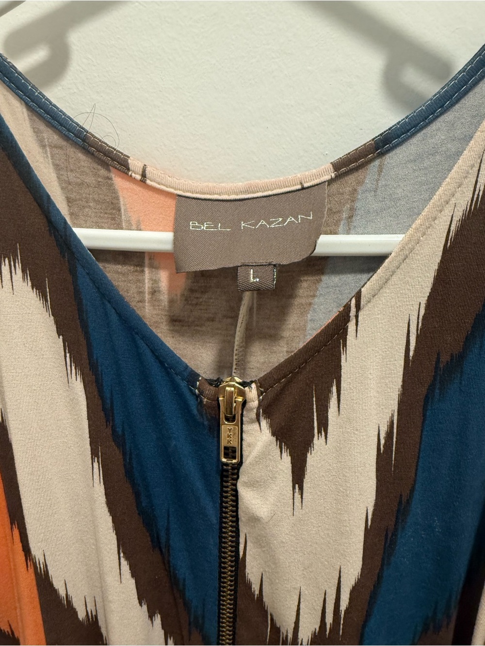 Bell Marciano Blue, Orange & Brown Sleeveless Zip-Front Midi Dress - Picture 2 of 3